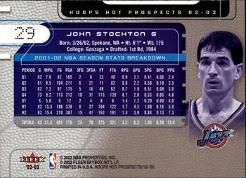 2002-03 Hoops Hot Prospects #29 John Stockton Back