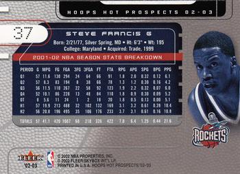 2002-03 Hoops Hot Prospects #37 Steve Francis Back