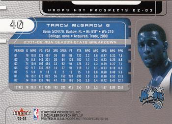 2002-03 Hoops Hot Prospects #40 Tracy McGrady Back