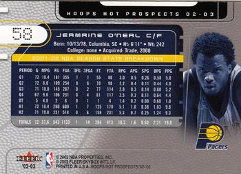 2002-03 Hoops Hot Prospects #58 Jermaine O'Neal Back