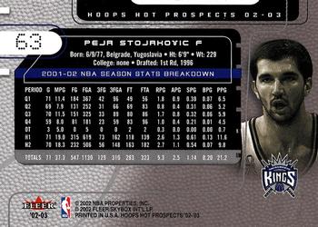 2002-03 Hoops Hot Prospects #63 Peja Stojakovic Back
