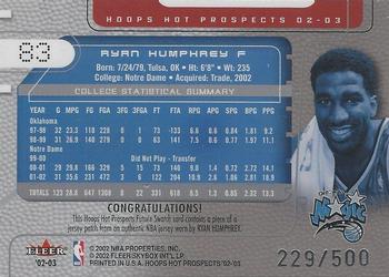 2002-03 Hoops Hot Prospects #83 Ryan Humphrey Back