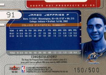 2002-03 Hoops Hot Prospects #91 Jared Jeffries Back
