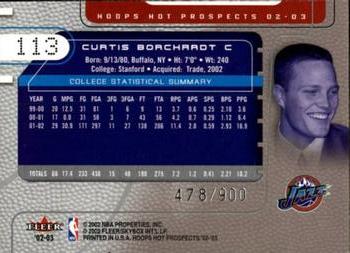 2002-03 Hoops Hot Prospects #113 Curtis Borchardt Back