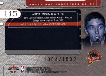 2002-03 Hoops Hot Prospects #115 Jiri Welsch Back
