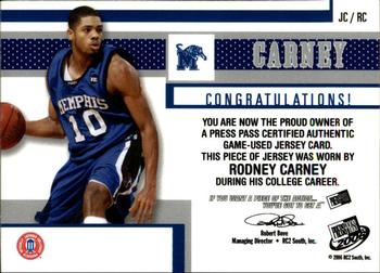 2006 Press Pass - Jerseys #JC/RC Rodney Carney Back