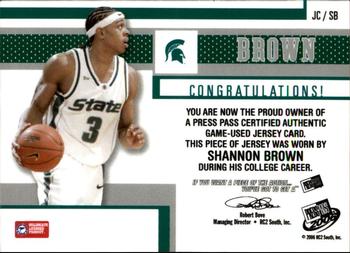 2006 Press Pass - Jerseys #JC/SB Shannon Brown Back