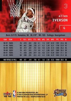 2002-03 Hoops Stars #3 Allen Iverson Back