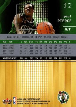 2002-03 Hoops Stars #12 Paul Pierce Back