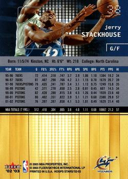 2002-03 Hoops Stars #38 Jerry Stackhouse Back
