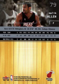 2002-03 Hoops Stars #79 Malik Allen Back