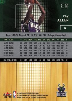2002-03 Hoops Stars #80 Ray Allen Back