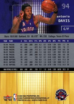 2002-03 Hoops Stars #94 Antonio Davis Back