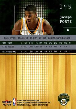 2002-03 Hoops Stars #149 Joseph Forte Back