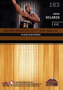 2002-03 Hoops Stars #183 Nene Hilario Back
