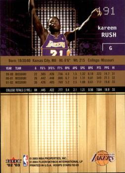 2002-03 Hoops Stars #191 Kareem Rush Back