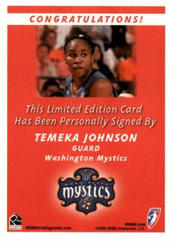 2006 Rittenhouse WNBA - Autographs #NNO Temeka Johnson Back