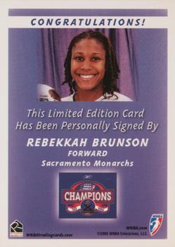 2006 Rittenhouse WNBA - Autographs #NNO Rebekkah Brunson Back