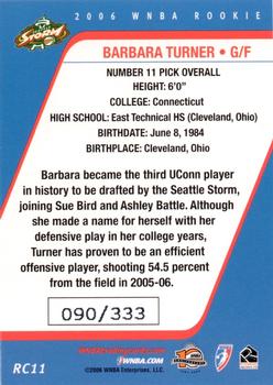 2006 Rittenhouse WNBA - Rookies #RC11 Barbara Turner Back