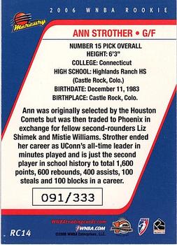 2006 Rittenhouse WNBA - Rookies #RC14 Ann Strother Back