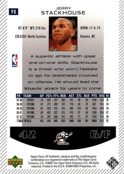 2002-03 SP Authentic #98 Jerry Stackhouse Back