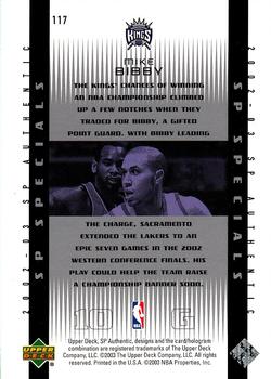 2002-03 SP Authentic #117 Mike Bibby Back