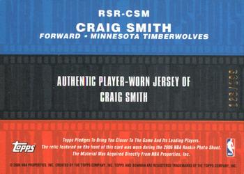 2006-07 Bowman - Rookie Snapshots Relics #RSR-CSM Craig Smith Back
