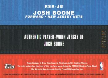 2006-07 Bowman - Rookie Snapshots Relics #RSR-JB Josh Boone Back