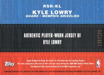 2006-07 Bowman - Rookie Snapshots Relics #RSR-KL Kyle Lowry Back