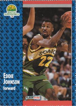 1991-92 Fleer Seattle SuperSonics Team Sheet SGA #190 Eddie Johnson Front