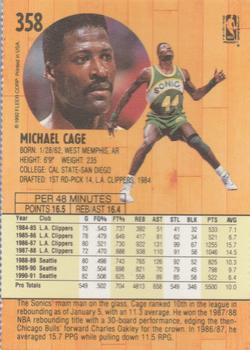 1991-92 Fleer Seattle SuperSonics Team Sheet SGA #358 Michael Cage Back