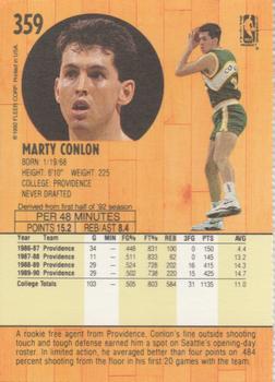 1991-92 Fleer Seattle SuperSonics Team Sheet SGA #359 Marty Conlon Back