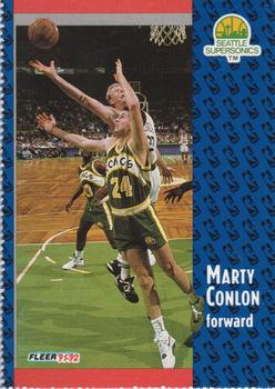 1991-92 Fleer Seattle SuperSonics Team Sheet SGA #359 Marty Conlon Front