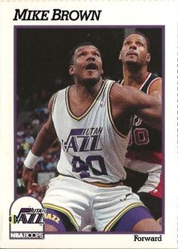 1991-92 Hoops Utah Jazz Team Night Sheet SGA #NNO Mike Brown Front