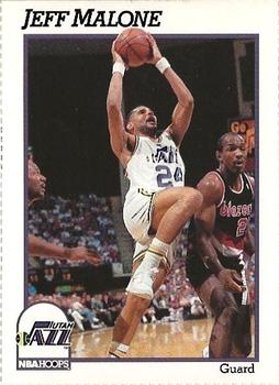 1991-92 Hoops Utah Jazz Team Night Sheet SGA #NNO Jeff Malone Front
