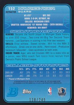 2006-07 Bowman Chrome - Refractors #152 Maurice Ager Back