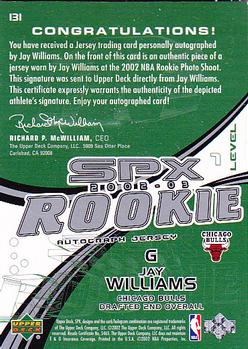 2002-03 SPx #131 Jay Williams Back