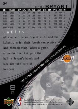 2002-03 SPx #34 Kobe Bryant Back