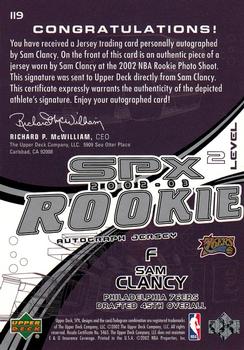 2002-03 SPx #119 Sam Clancy Back