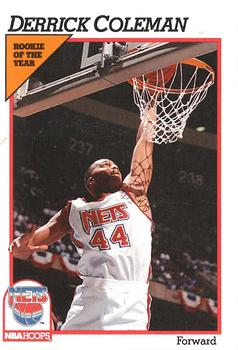 1991-92 Hoops New Jersey Nets Team Night Sheet SGA #NNO Derrick Coleman Front