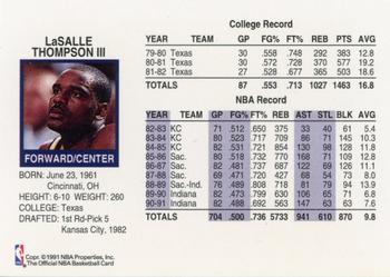 1991-92 Hoops Indiana Pacers Team Night Sheet SGA #NNO LaSalle Thompson Back