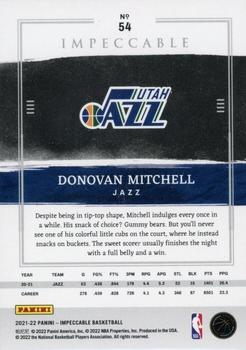 2021-22 Panini Impeccable #54 Donovan Mitchell Back