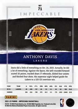 2021-22 Panini Impeccable #71 Anthony Davis Back