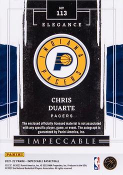 2021-22 Panini Impeccable #113 Chris Duarte Back