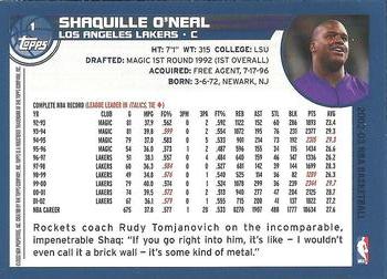 2002-03 Topps #1 Shaquille O'Neal Back