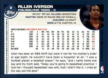 2002-03 Topps #3 Allen Iverson Back