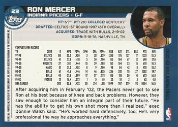 2002-03 Topps #23 Ron Mercer Back