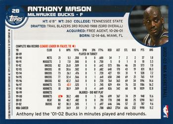 2002-03 Topps #28 Anthony Mason Back