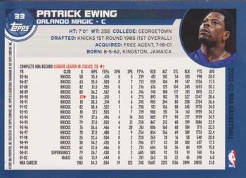 2002-03 Topps #33 Patrick Ewing Back