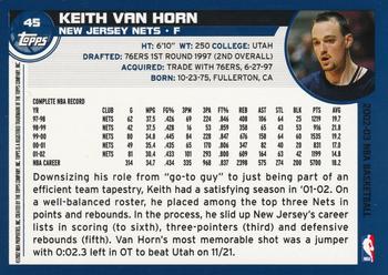2002-03 Topps #45 Keith Van Horn Back